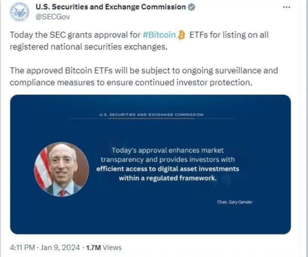 X-аккаунт SEC взломали для публикации фейкового одобрения биткоин-ETF
X-аккаунт SEC взломали для публикации фейкового одобрения биткоин-ETF