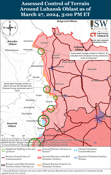 Россияне пытаются продвигаться к Часовому Яру: карты ISW
Россияне пытаются продвигаться к Часовому Яру: карты ISW