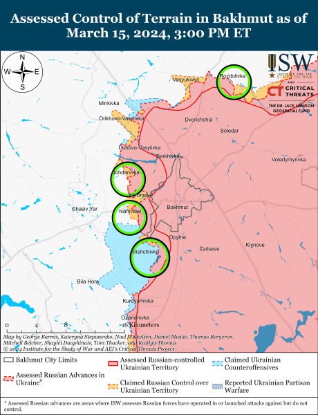 ВСУ оттеснили россиян с позиций на Бахмутском направлении: карты ISW
ВСУ оттеснили россиян с позиций на Бахмутском направлении: карты ISW