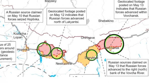 ISW: Российские войска, похоже, создают на Харьковщине буферную зону, а не продвигаются вглубь ISW: Российские войска, похоже, создают на Харьковщине буферную зону, а не продвигаются вглубь