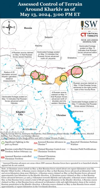 ISW: Российские войска, похоже, создают на Харьковщине буферную зону, а не продвигаются вглубь ISW: Российские войска, похоже, создают на Харьковщине буферную зону, а не продвигаются вглубь