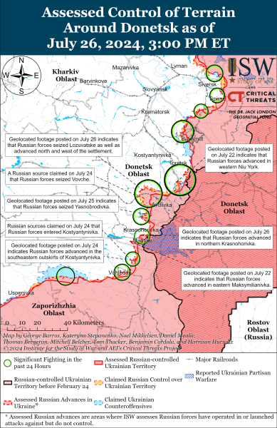 
Россияне, вероятно, захватили два села в Донецкой области: карты ISW 