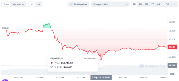 Биткоин упал ниже $53 000
Биткоин упал ниже $53 000
