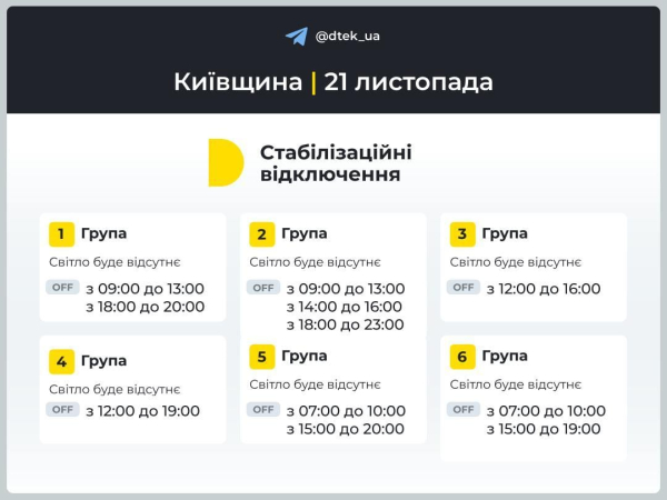 В Україні екстрено оновили графіки відключення світла на 21 листопада В Україні екстрено оновили графіки відключення світла на 21 листопада