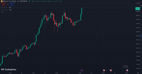 Биткоин преодолел новую вершину в $90 тысяч
Биткоин преодолел новую вершину в $90 тысяч