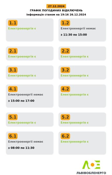 
В ряде областей Украины отменили графики отключений света 