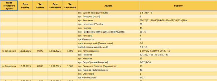 Запоріжжя та область попередили про графіки відключень світла 13 січня