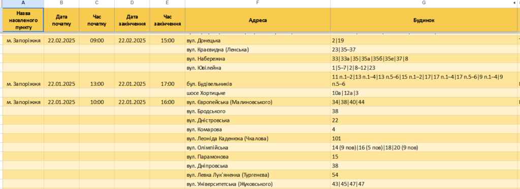 Планові відключення електроенергії у Запоріжжі 22 січня: як мешканцям адаптуватися до нових умов
