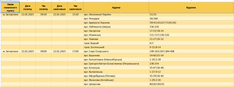 Планові відключення електроенергії у Запоріжжі 22 січня: як мешканцям адаптуватися до нових умов