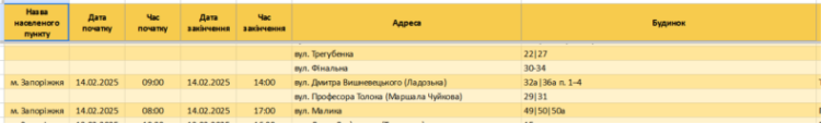 Чи діють графіки відключення світла у Запоріжжі та області 10 лютого