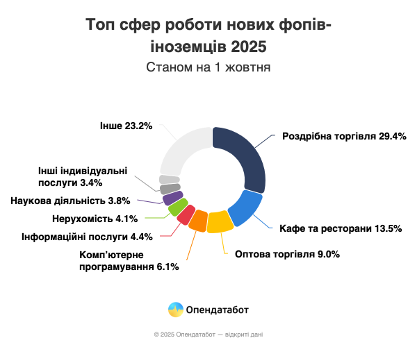 1,6 тысячи ФОП открыли иностранцы в Украине в этом году — Опендатабот
