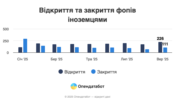 1,6 тысячи ФОП открыли иностранцы в Украине в этом году — Опендатабот