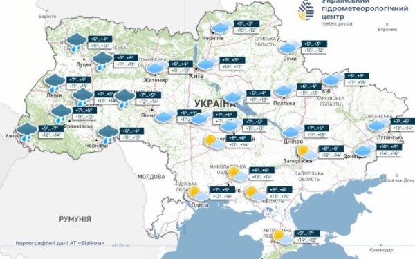 У понеділок прогнозують дощі на півночі та заході України