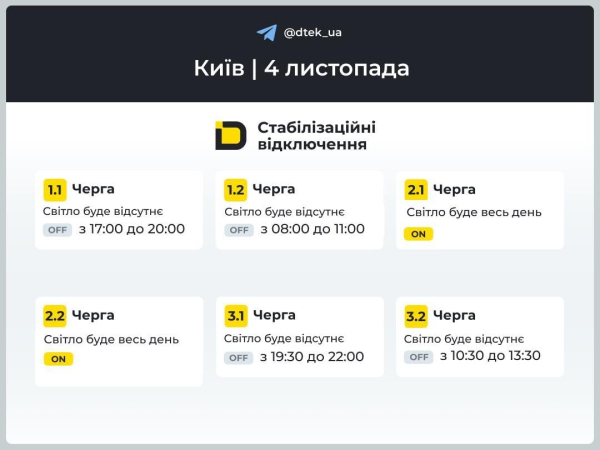 В Україні змінили графіки відключення світла: коли не буде електроенергії 4 листопада