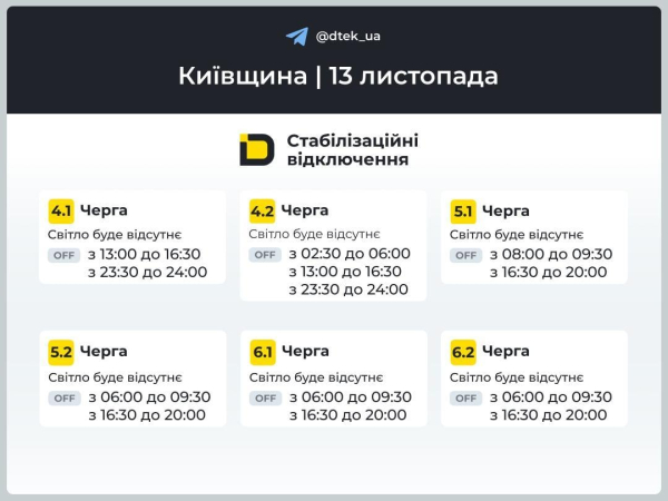 У четвер в Україні діятимуть графіки: як вимикатимуть світло 13 листопада
