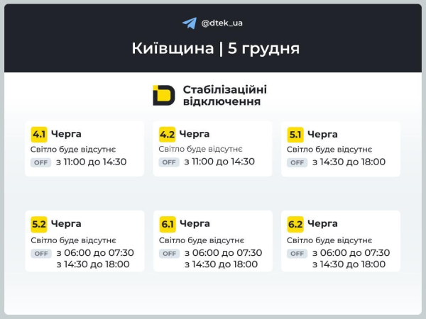 В Україні у п’ятницю вимикатимуть світло: хто сидітиме у темряві