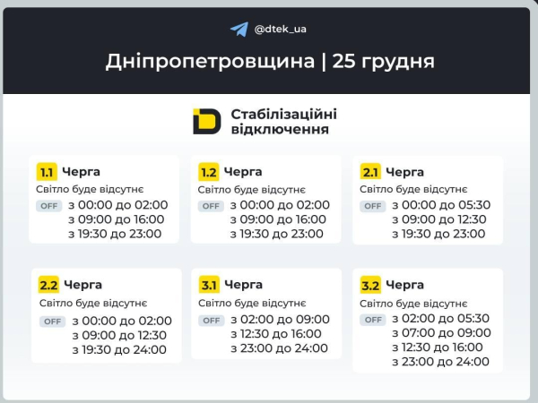 Відключення світла 25 грудня: коли не буде електроенергії у четвер