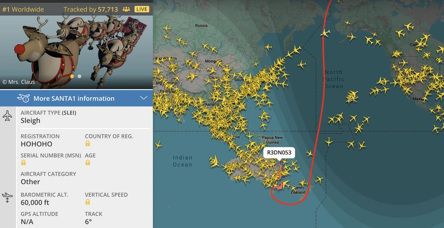 Jak śledzić lot Świętego Mikołaja na Flightradar24 w Wigilię