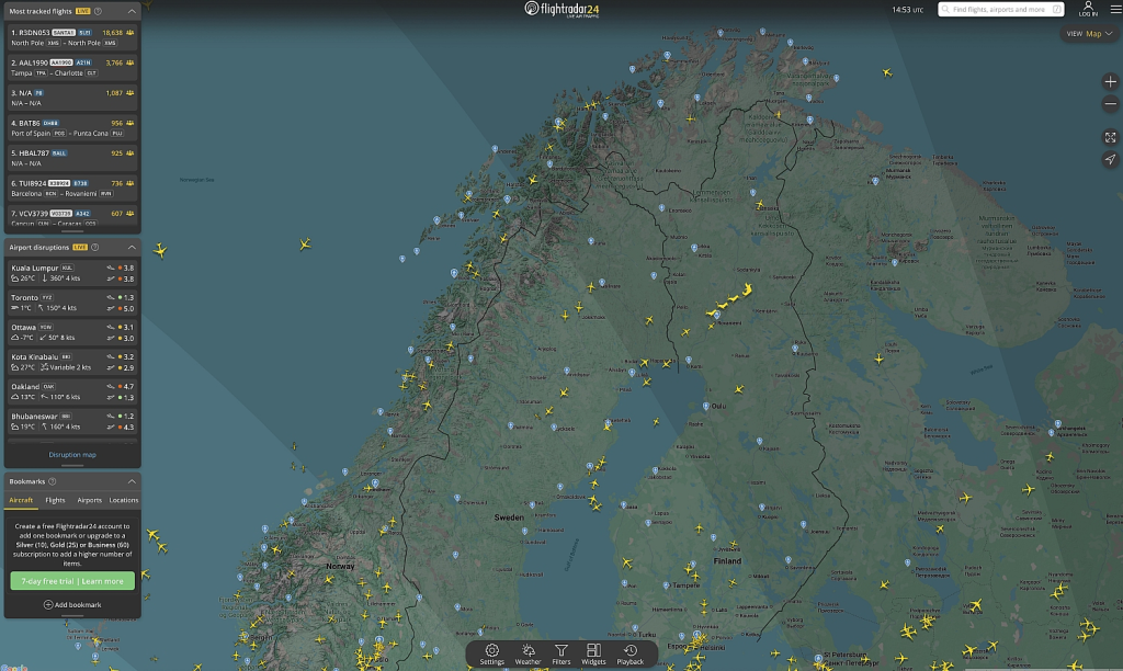 Jak śledzić lot Świętego Mikołaja na Flightradar24 w Wigilię