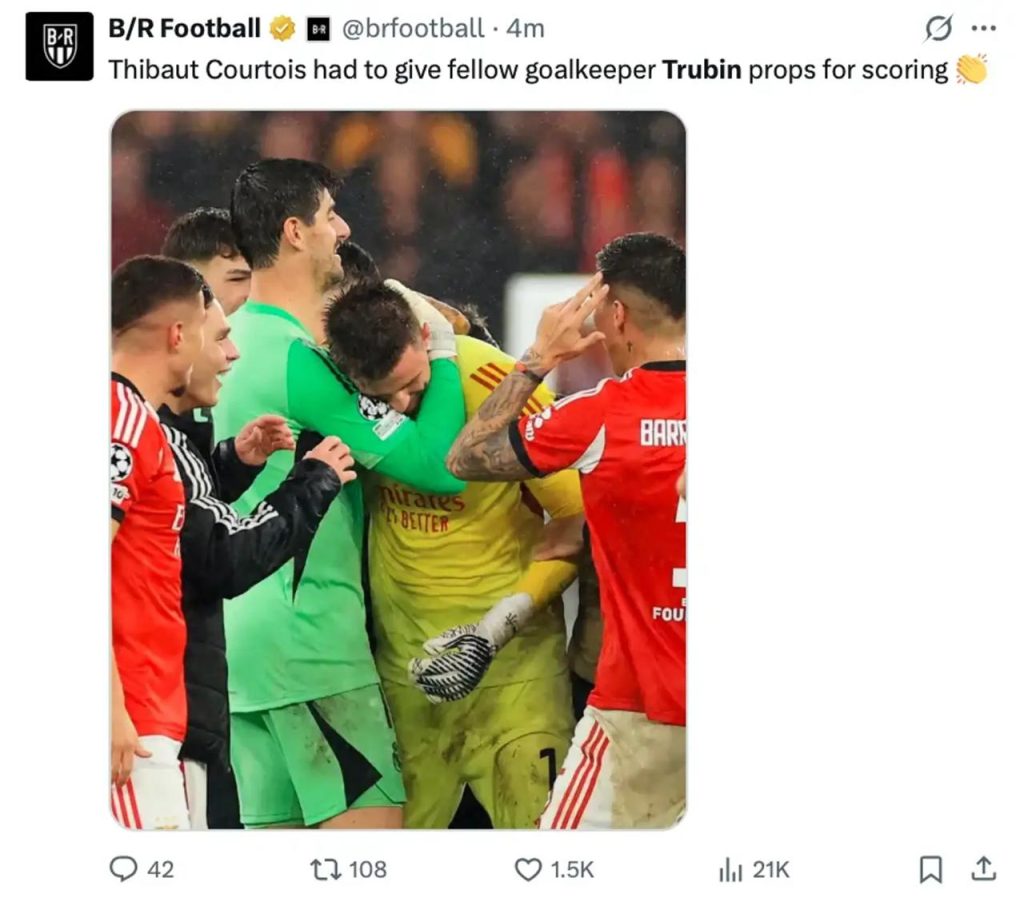 Benfica — Real 4:2: gol Trubina w 90+8. minucie dał play-off Ligi Mistrzów