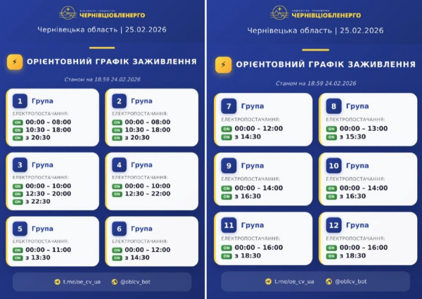 Графіки відключень на 25 лютого: коли українці будуть без світла в останню середу зими