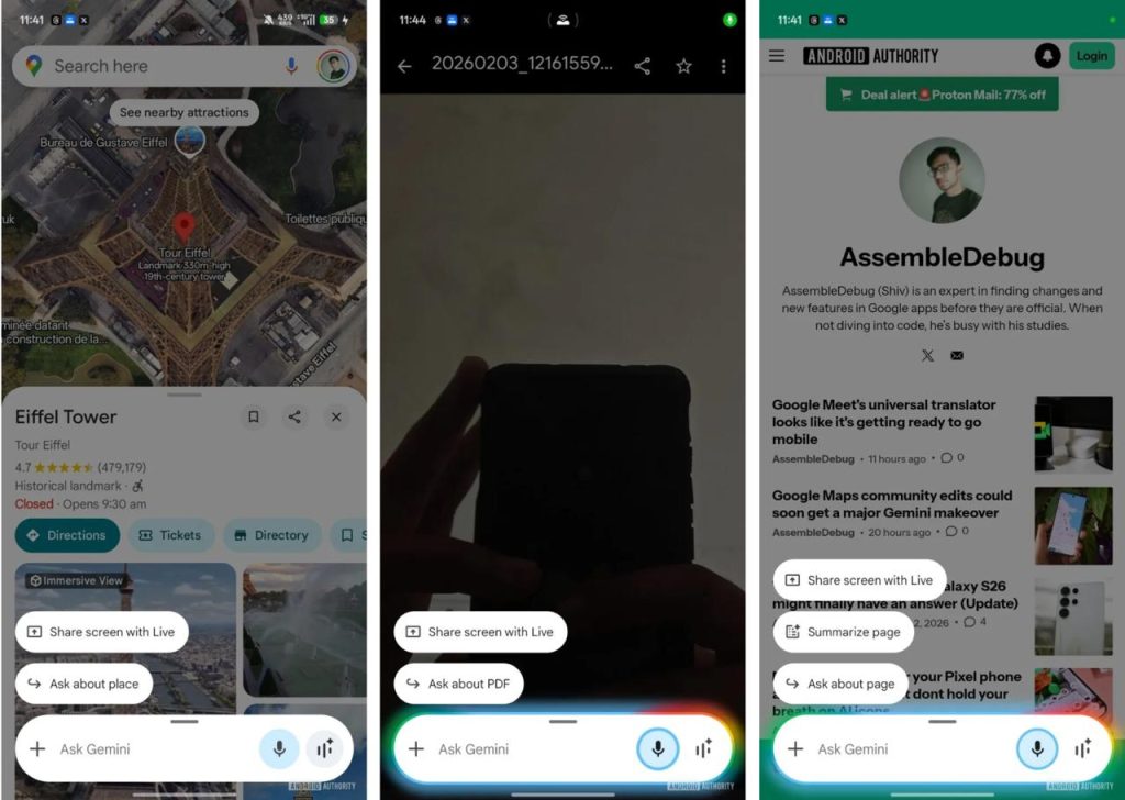 Новий інтерфейс Gemini overlay у Google - що зміниться з Ask about place/PDF/page та screen sharing в Gemini Live