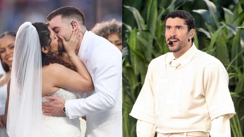 Весілля під час шоу Super Bowl: Bad Bunny дивує, а Lady Gaga співає для пари — відео Весілля в Halftime Show Super Bowl: Lady Gaga наживо