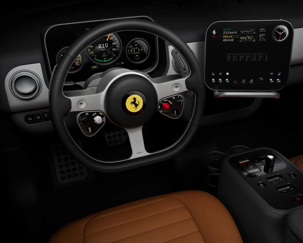 Ferrari Luce – як виглядає інтер’єр першого EV Ferrari з LoveFrom — поворотний екран, Gorilla Glass і кнопки на кермі Джоні Айв створив інтер’єр першого електро Ferrari Luce