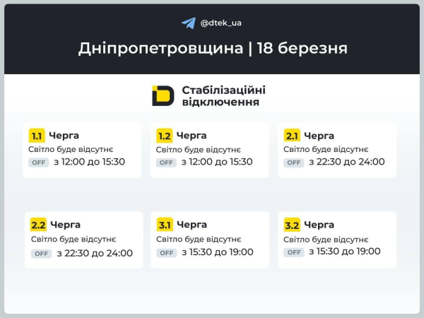 Графіки відключень світла в Україні повернулися: коли не буде електроенергії сьогодні
