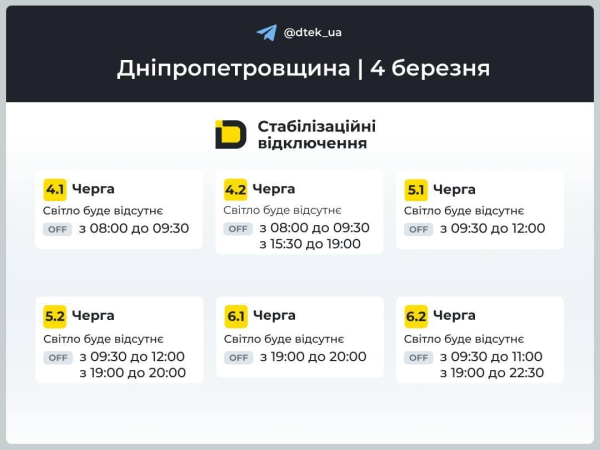 В Україні у середу вимикатимуть світло: графіки на 4 березня