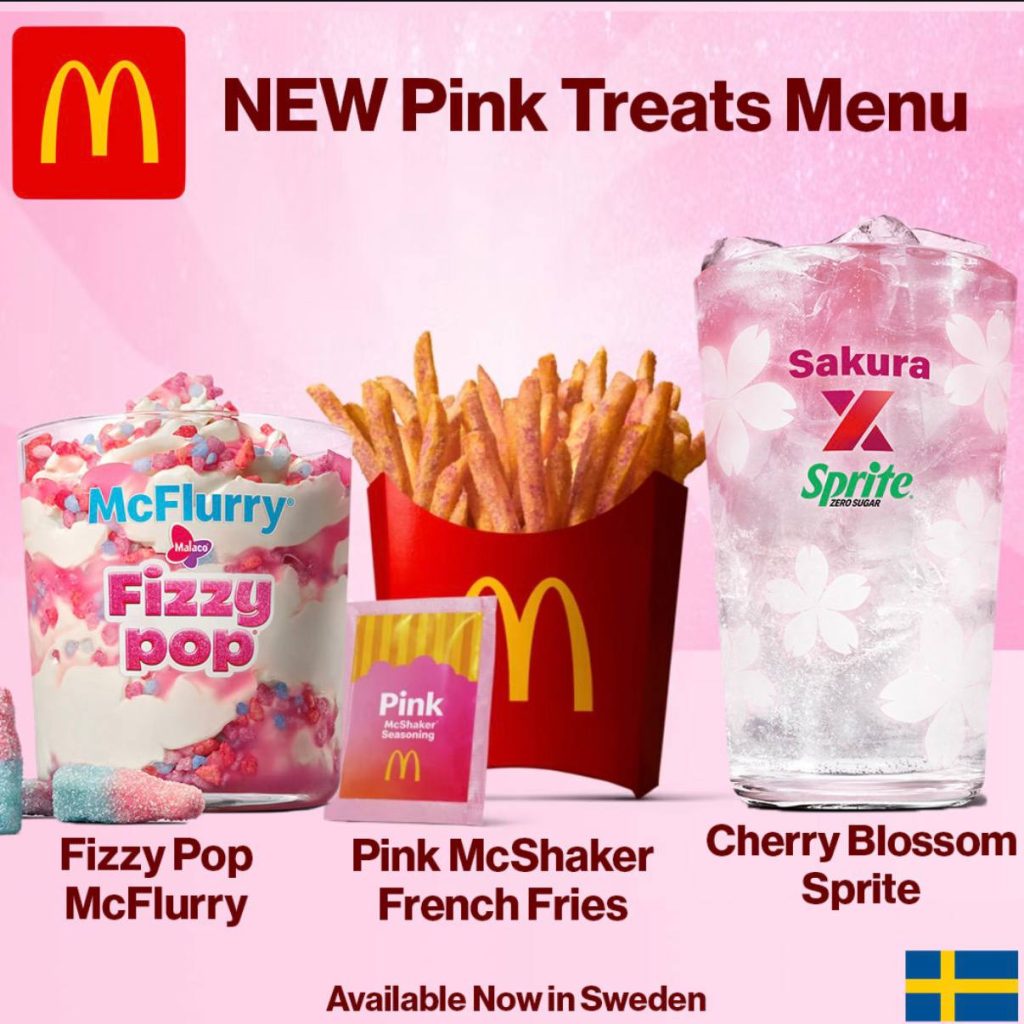 Рожеве меню McDonald’s — McFlurry з мармеладками, Sprite із сакурою та Shaker Fries: чи доступні в Україні
