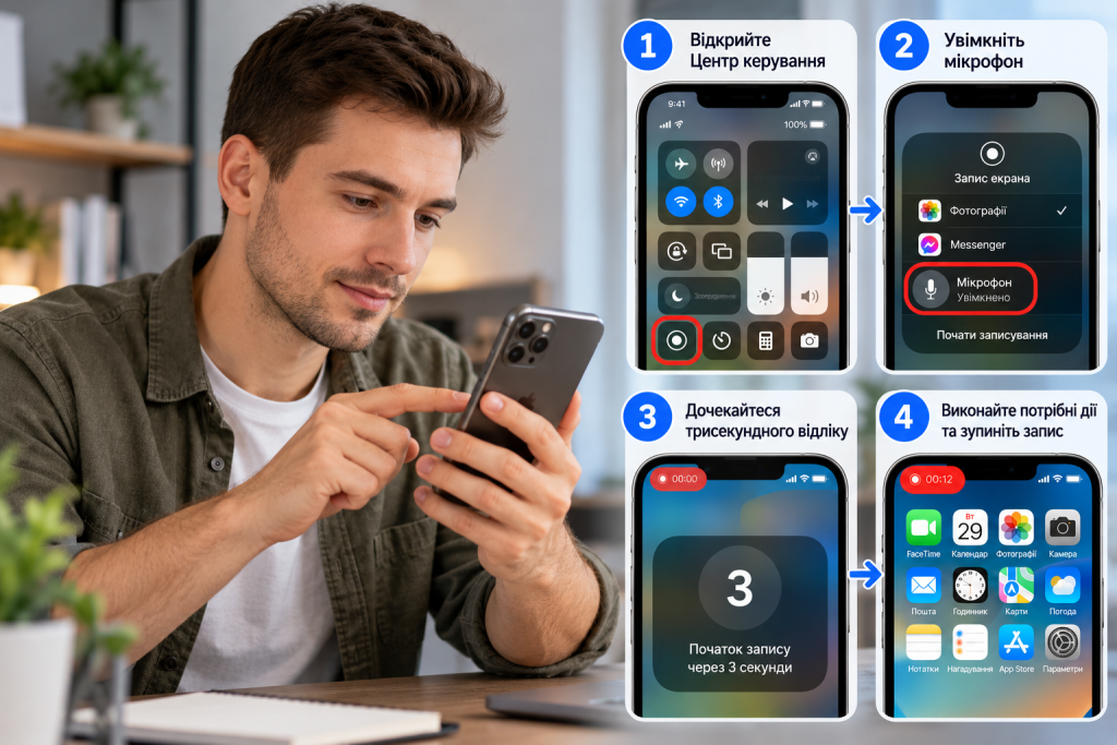 Як зробити запис екрана на iPhone: інструкція з налаштуванням Як зробити запис екрана на iPhone: інструкція з налаштуванням