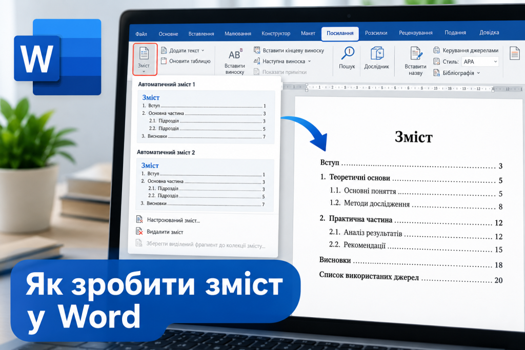 Як зробити зміст у Word: автоматичне формування і оновлення