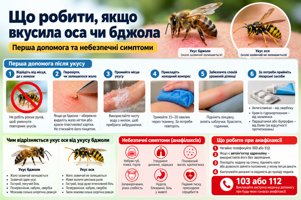 Що робити, якщо вкусила оса чи бджола