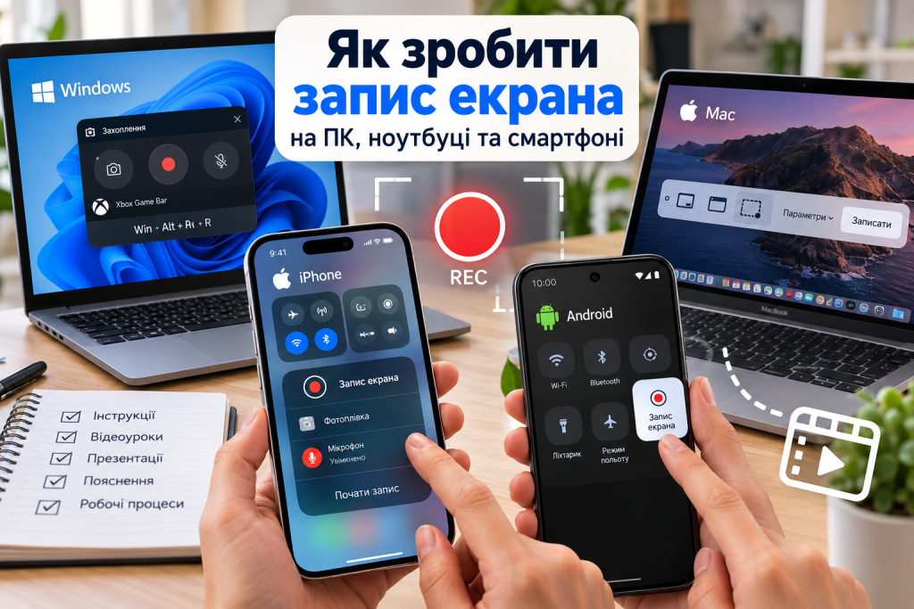 Як зробити запис екрана: на ПК, ноутбуці і смартфоні