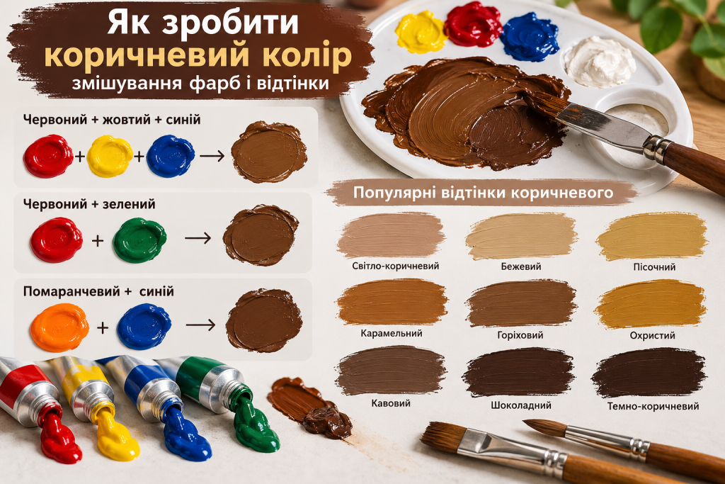 Як зробити коричневий колір: змішування фарб і відтінки Як зробити коричневий колір: змішування фарб і відтінки