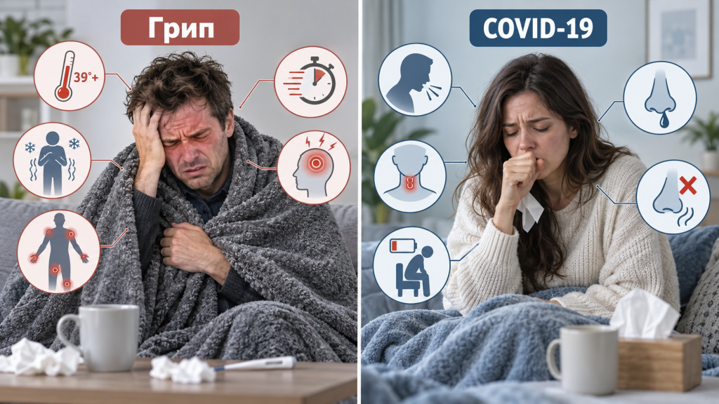 Як відрізнити грип від COVID: 7 ключових відмінностей